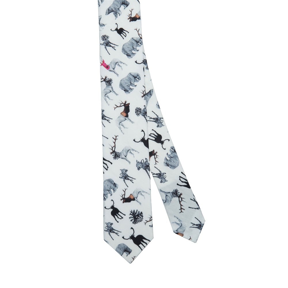 Figürlü Beyaz Kravat