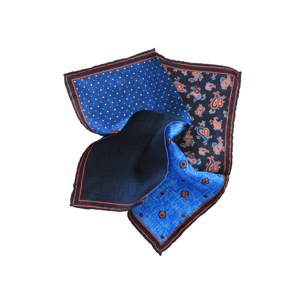 4 Desenli İpek Cep Mendili 
