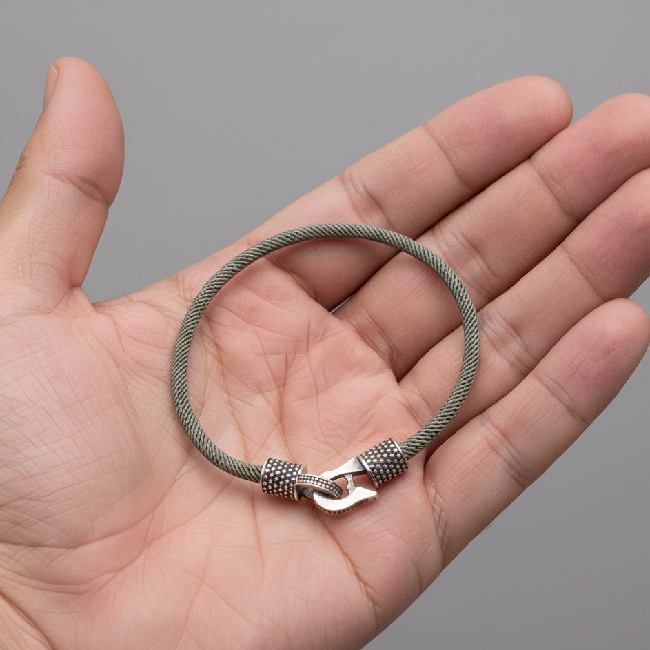 Açık Yeşil Gümüş İp Bileklik