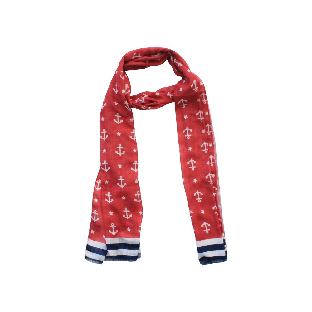 Atkı & ŞalCMC9636Çapa Desenli Yazlık Kırmızı İtalyan Şal