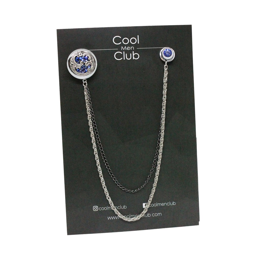 Mavi Taşlı Ceket Yaka İğnesi