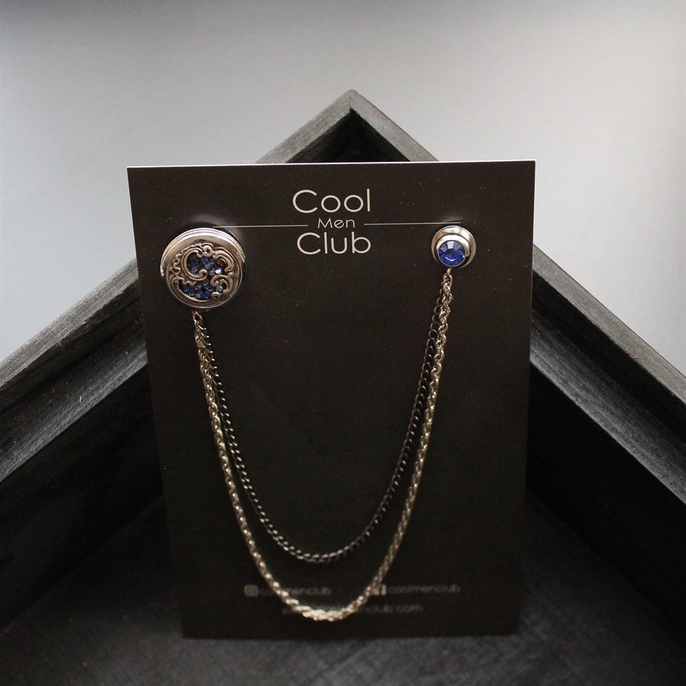 Mavi Taşlı Ceket Yaka İğnesi