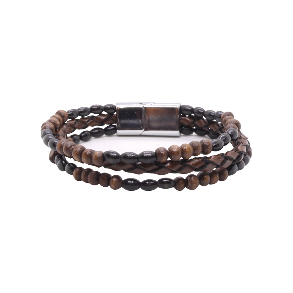 Leather Cool SeriesCMC8267Çelik Deri Boncuklu Bileklik
