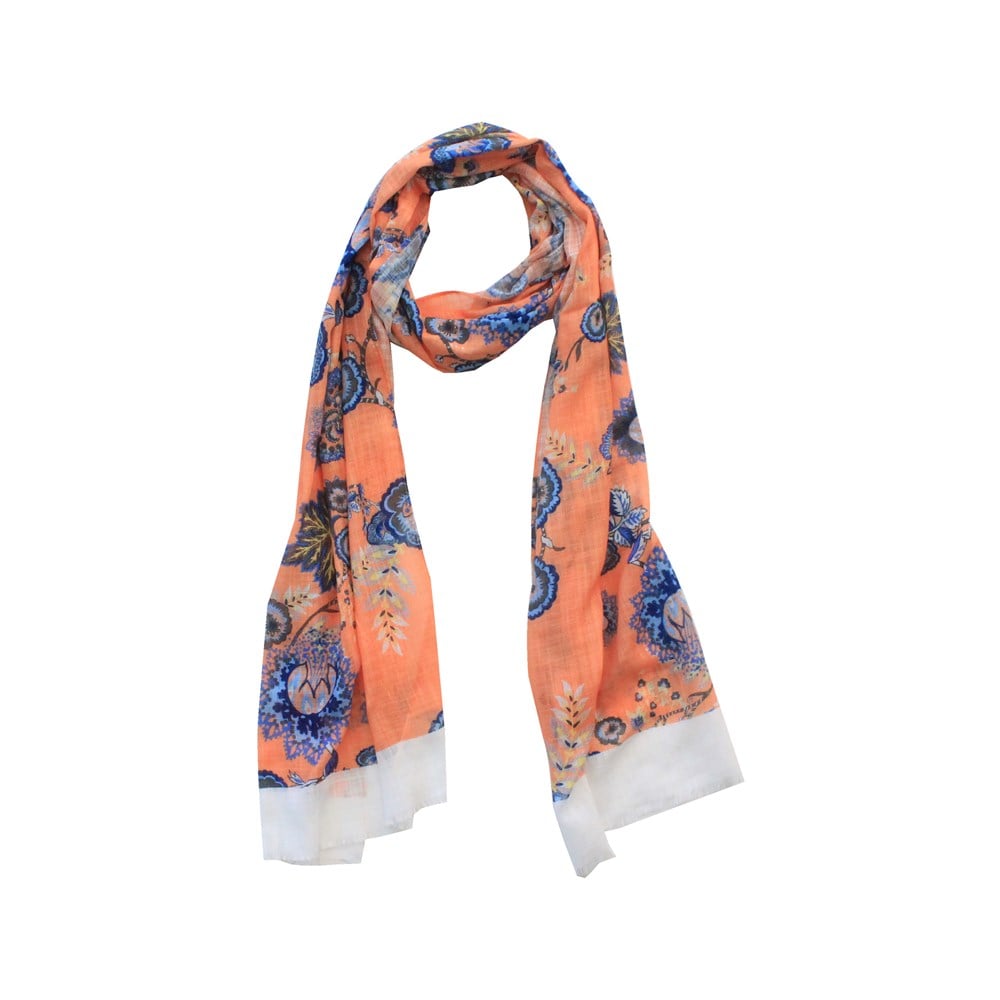 Atkı & ŞalCMC9644Çiçek Desenli Yazlık Turuncu İtalyan Şal