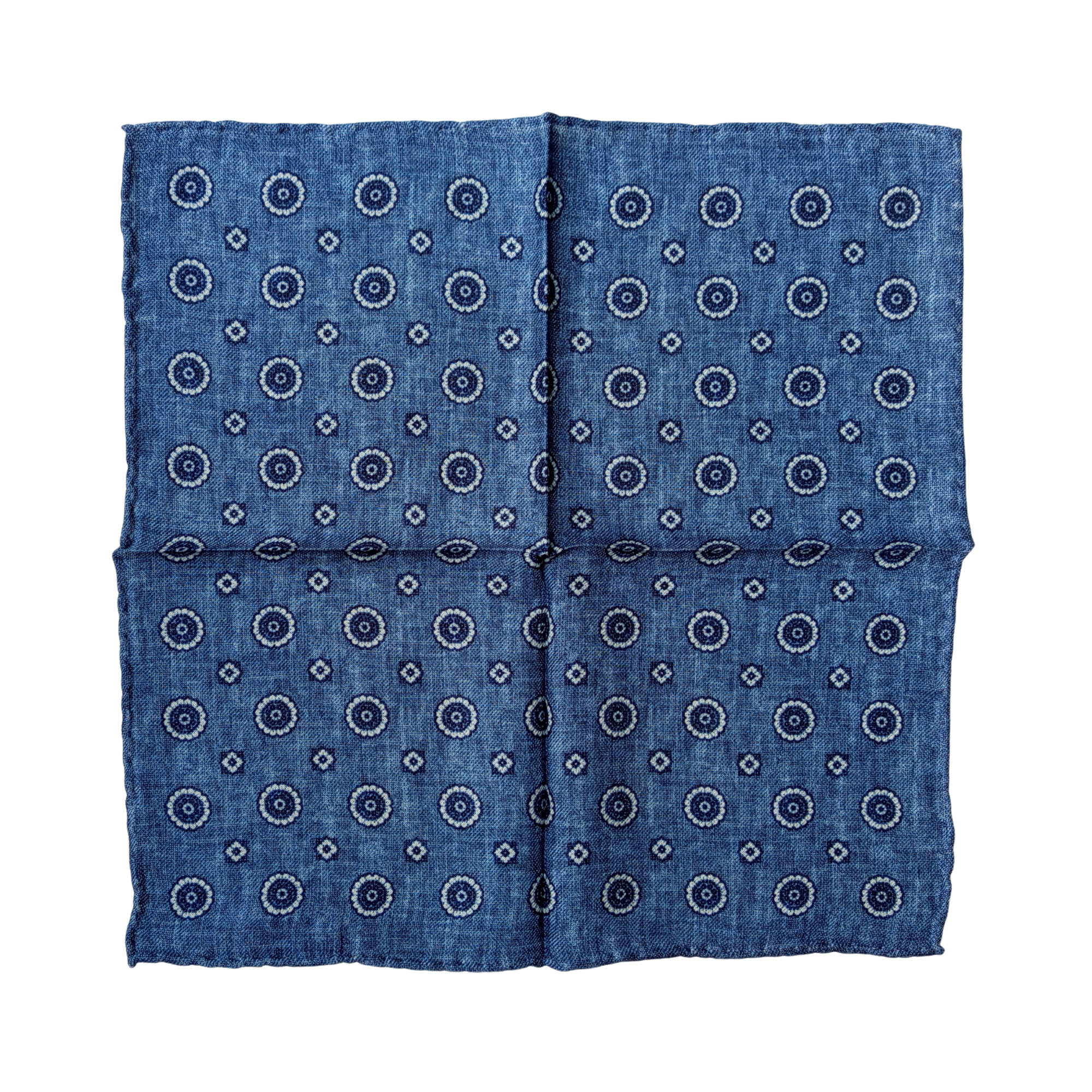 Çiçek Desenli Yün ve İpek Cep Mendili 