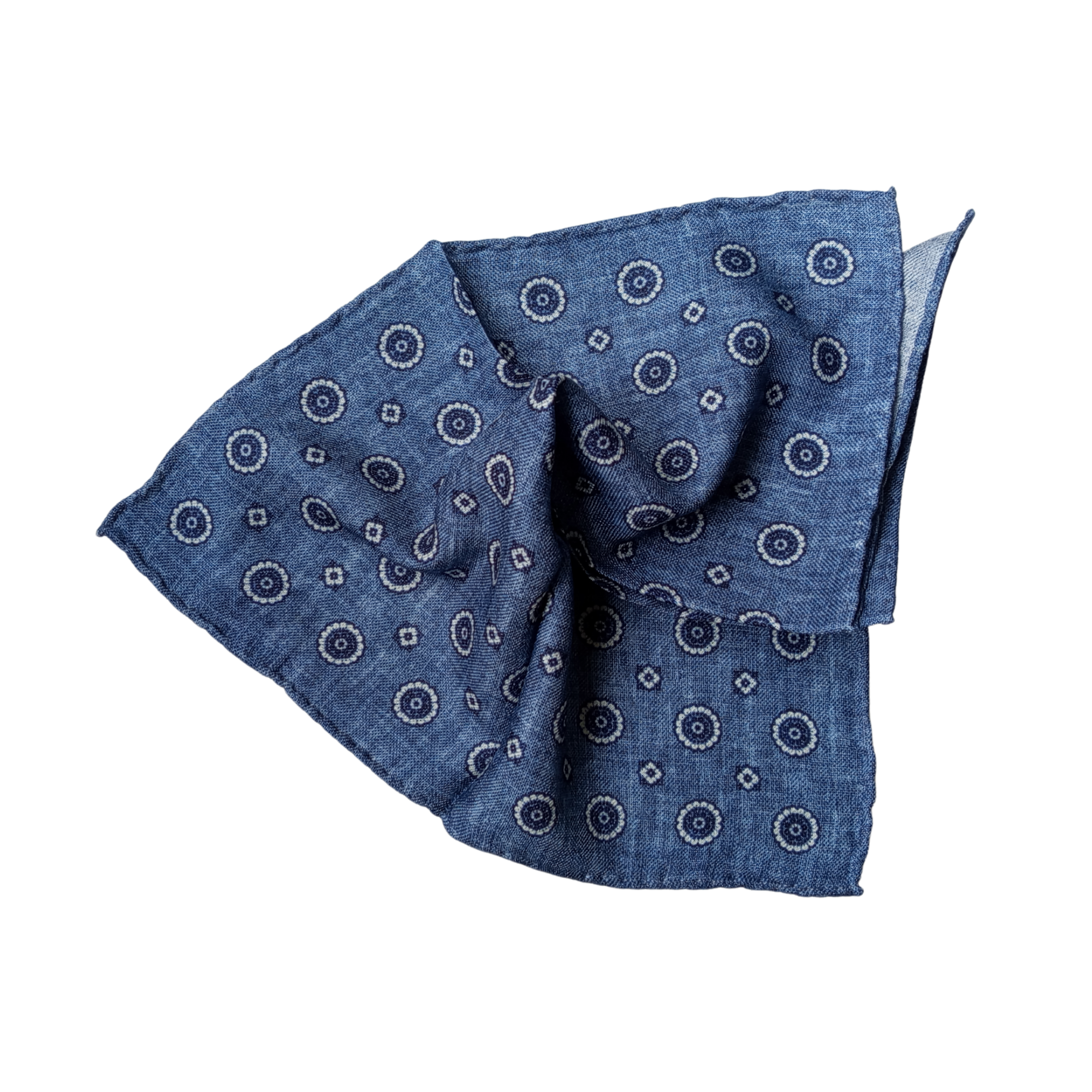 Çiçek Desenli Yün ve İpek Cep Mendili 