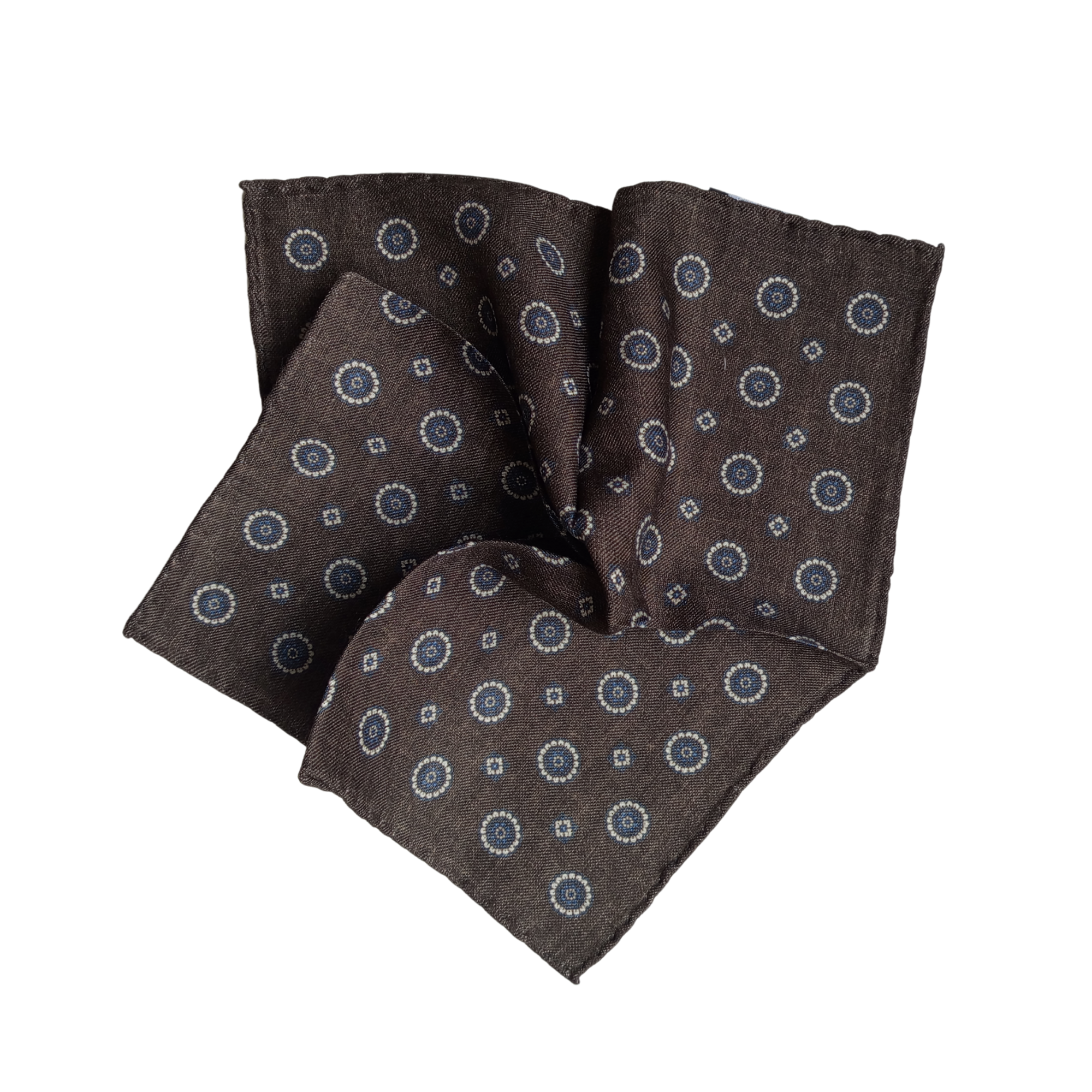 Çiçek Desenli Yün ve İpek Cep Mendili 