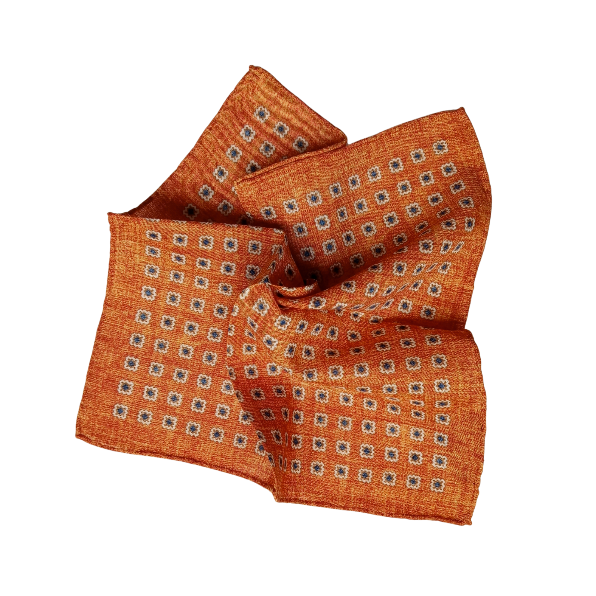 Çiçek Desenli Yün ve İpek Cep Mendili 