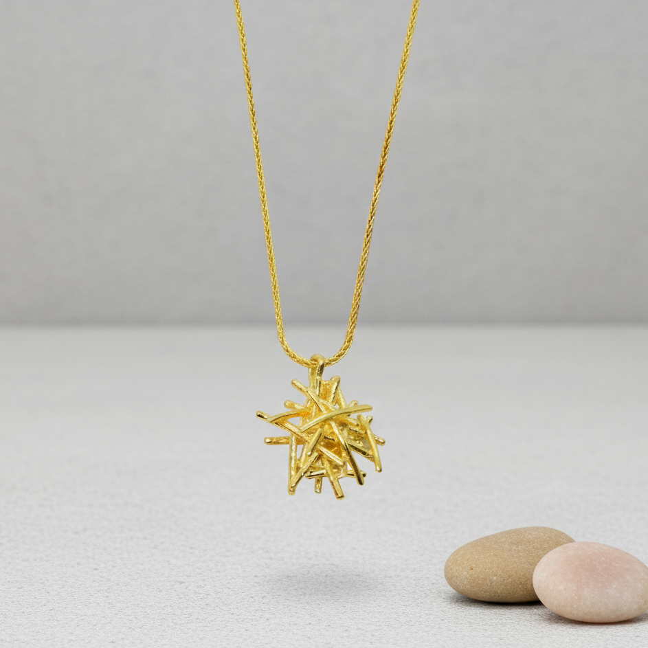 Dal Parçaları Gümüş Kolye