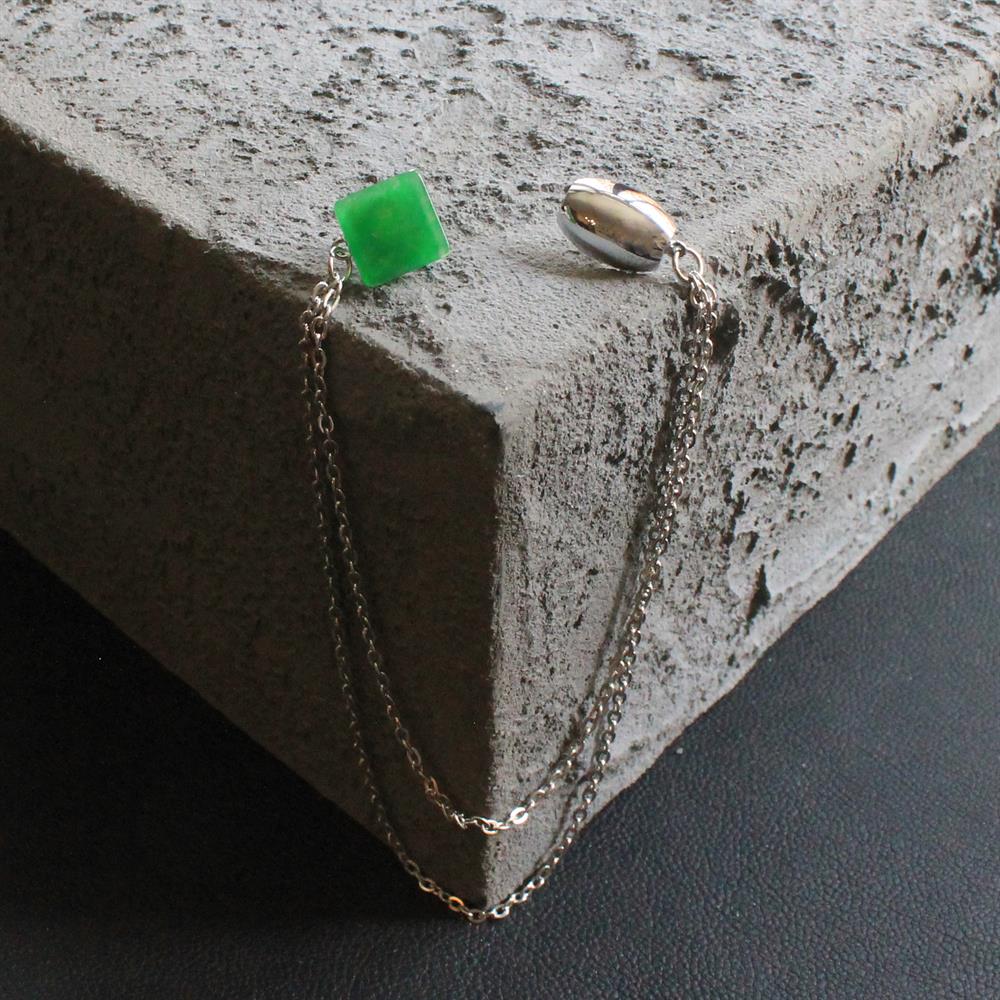 Jade Doğal Taş Ceket Yaka İğnesi