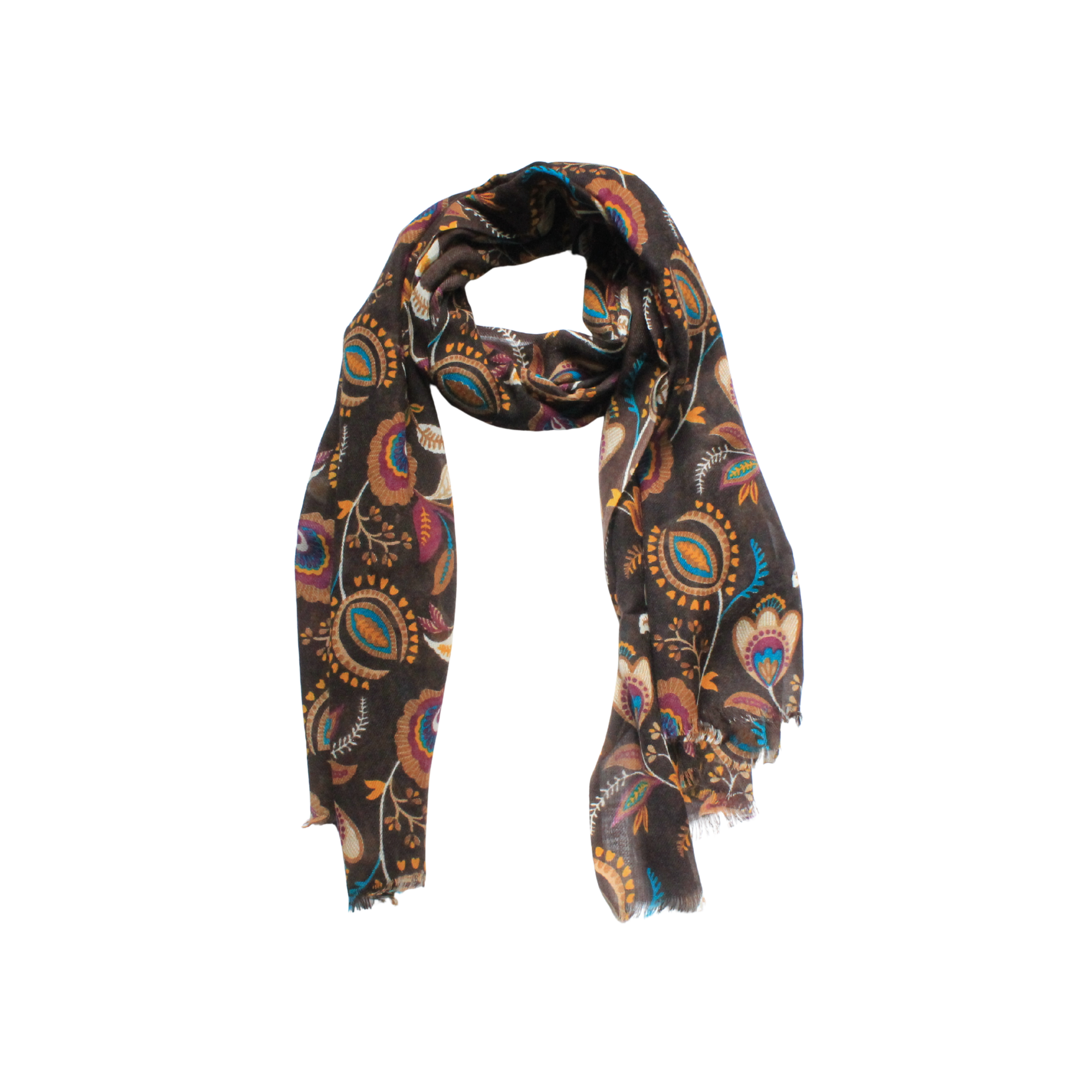 El Yapımı Desenli Yün Şal