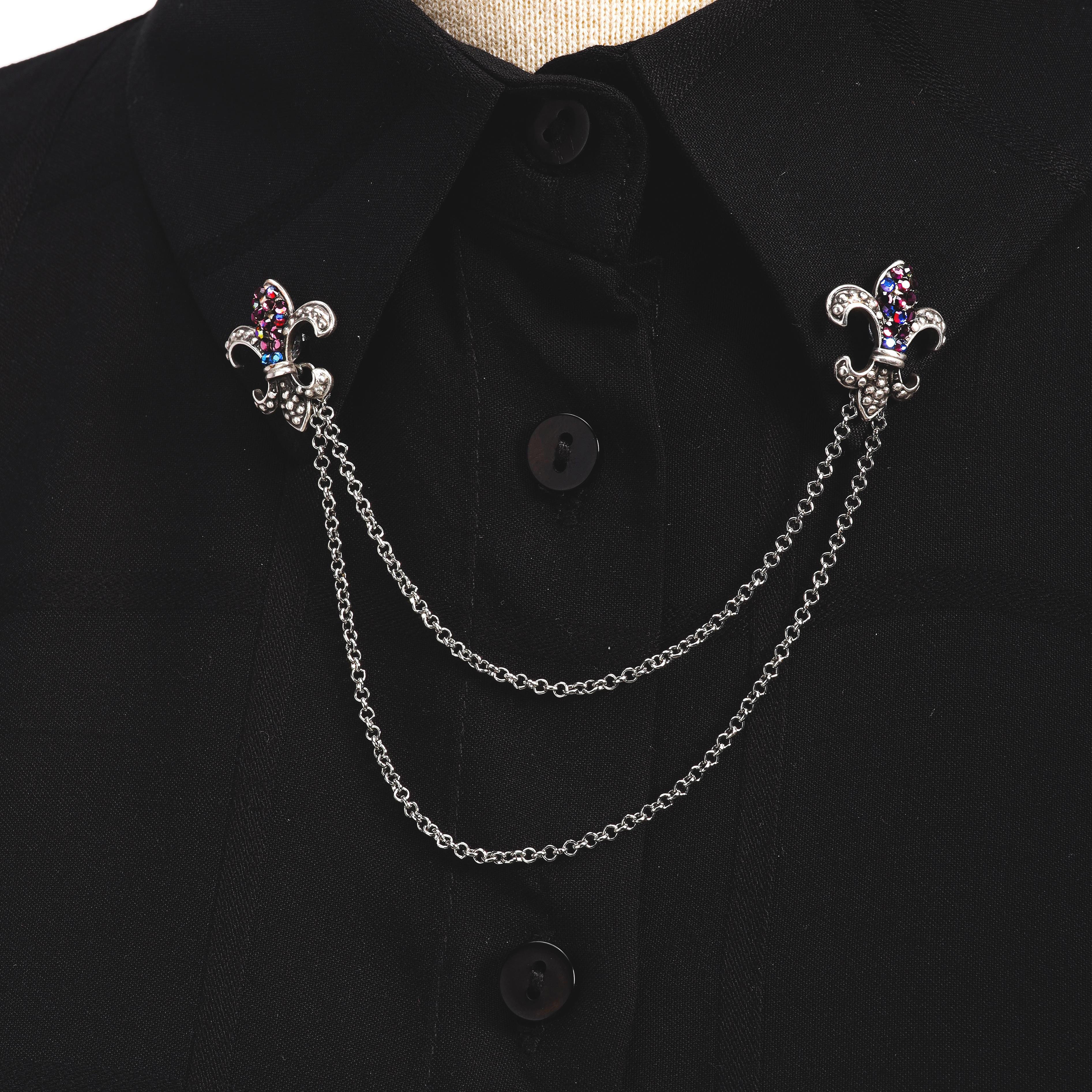 Fleur de Lis Figürlü Gömlek Yaka İğnesi