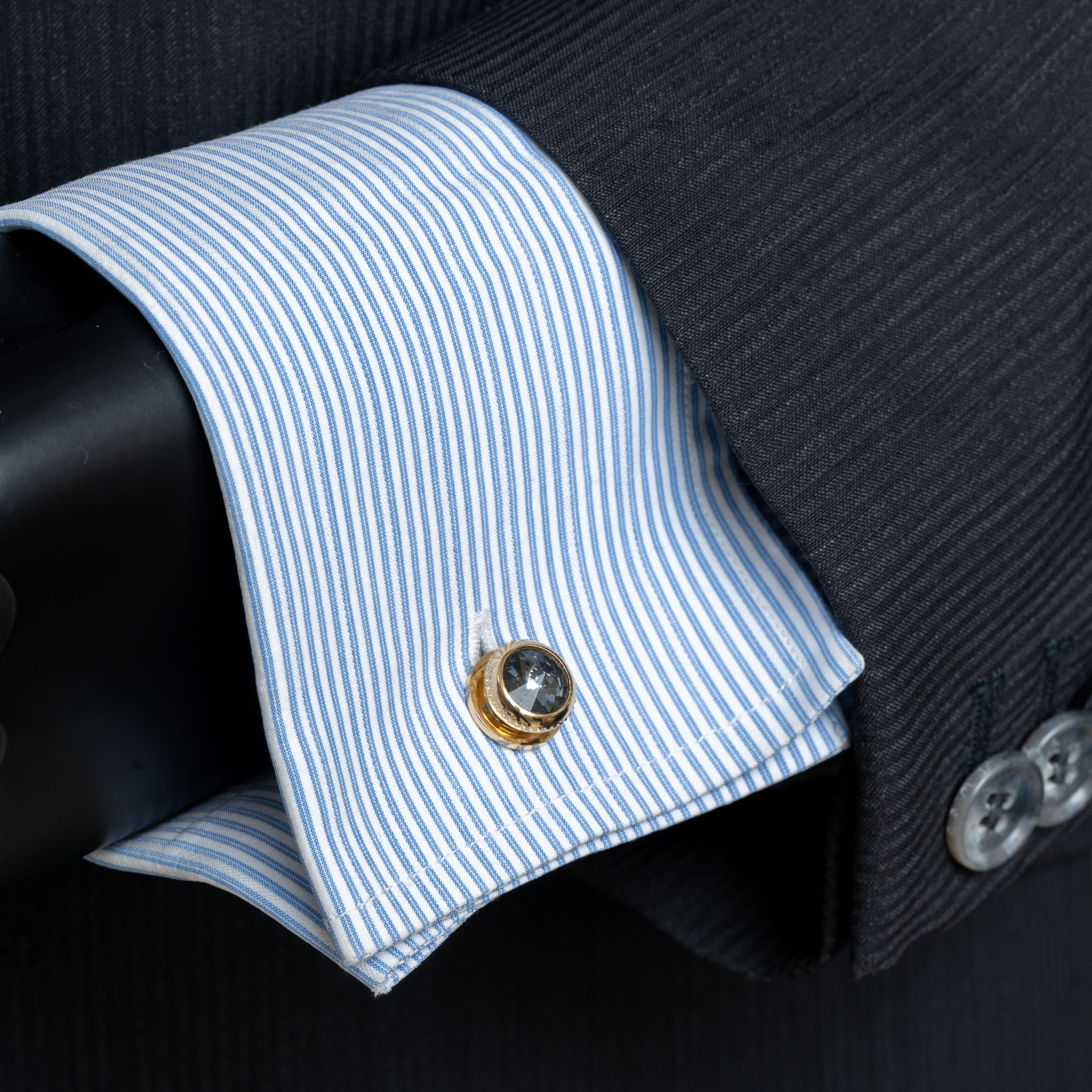 Füme Taşlı Klasik Kol Düğmesi