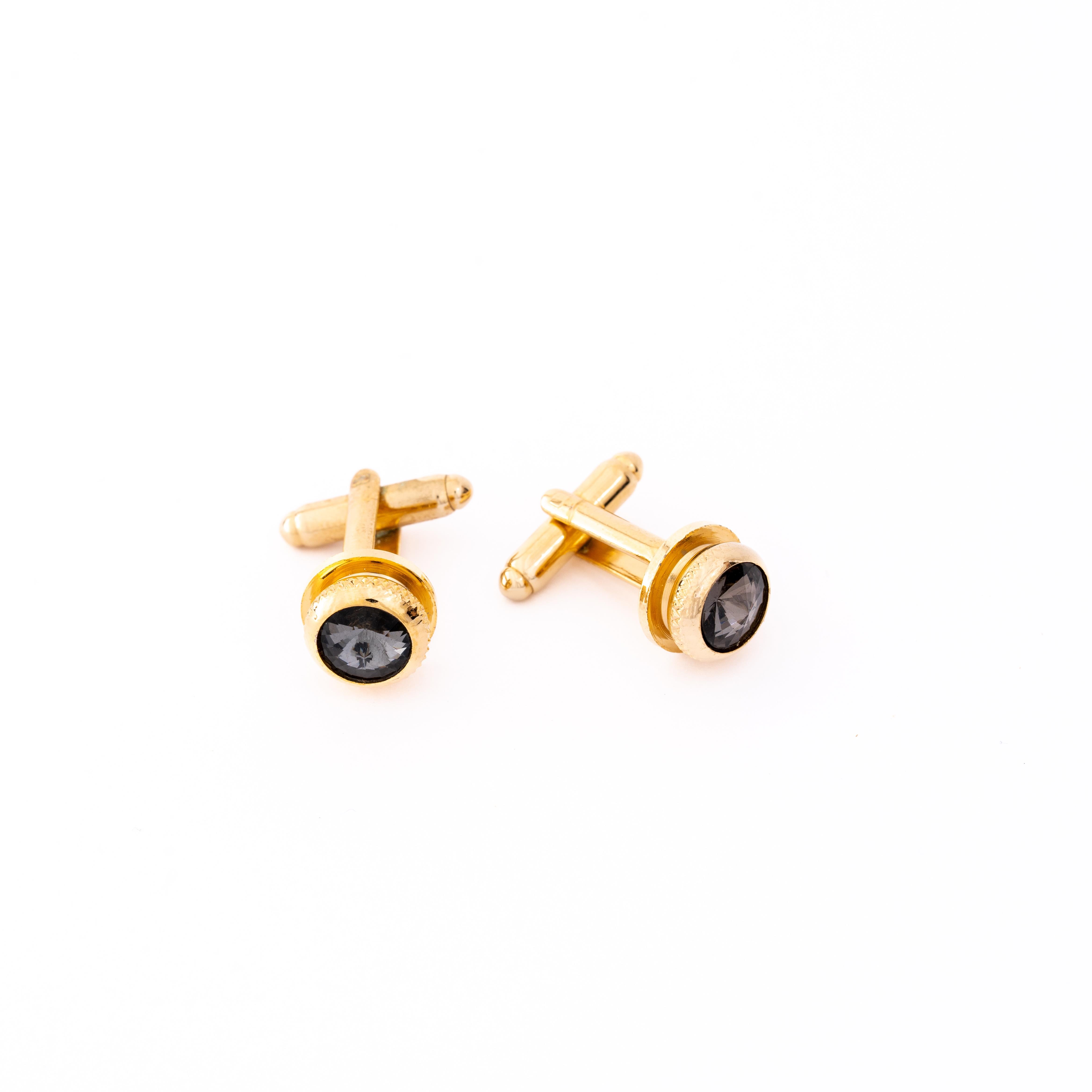 Füme Taşlı Klasik Kol Düğmesi