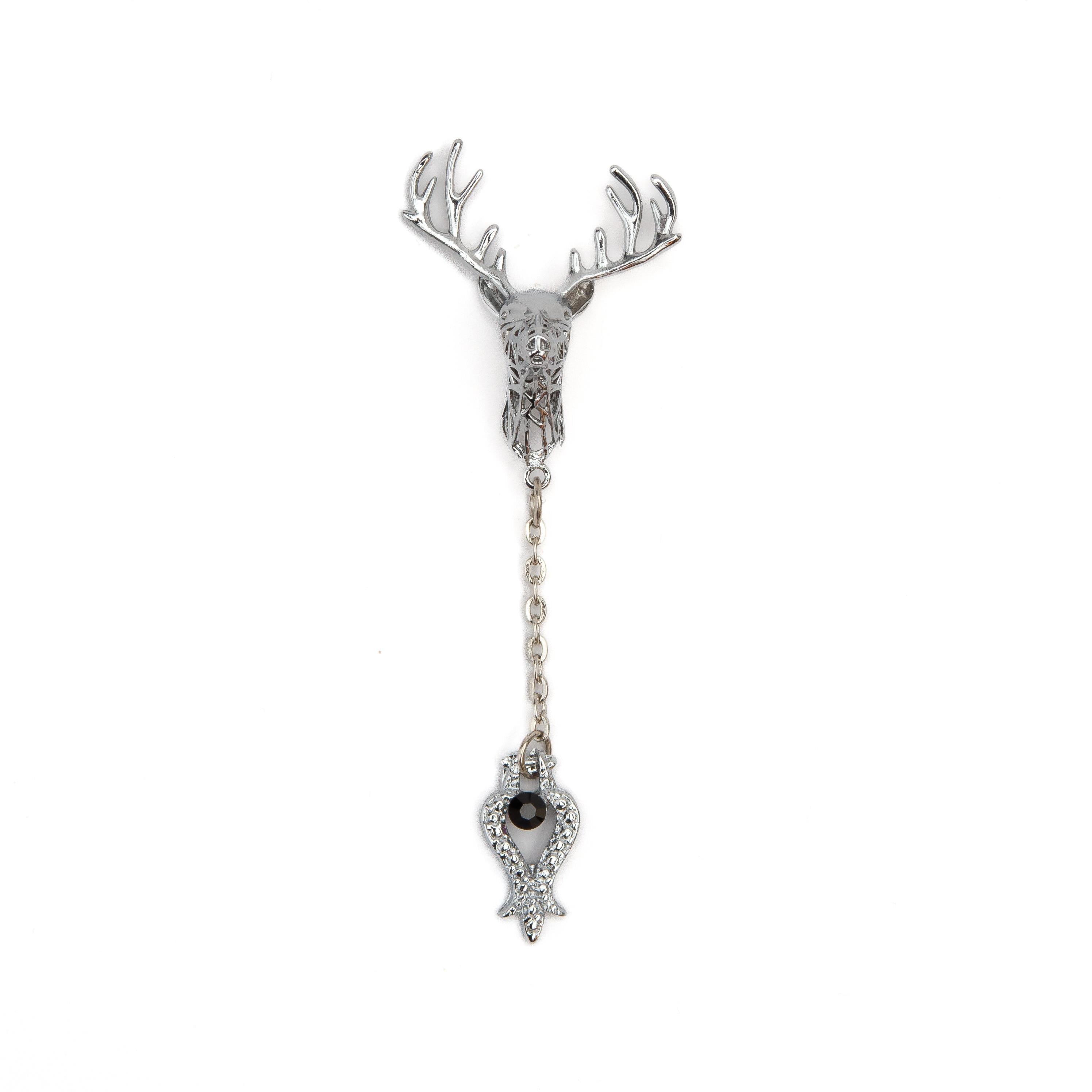Geyik Figürlü Yaka Broşu