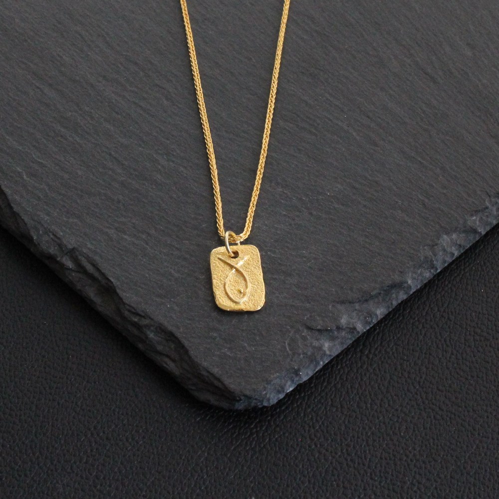 Gold Balık Gümüş Kolye 