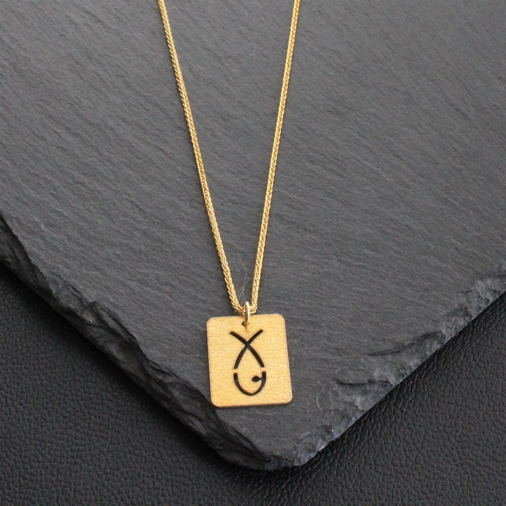 Gold Balık Gümüş Kolye 