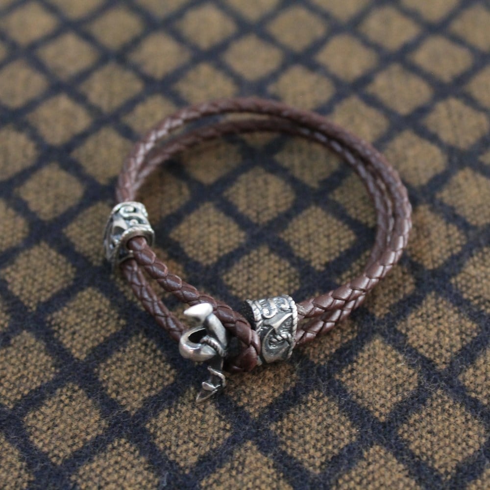 Gümüş Deri Bileklik