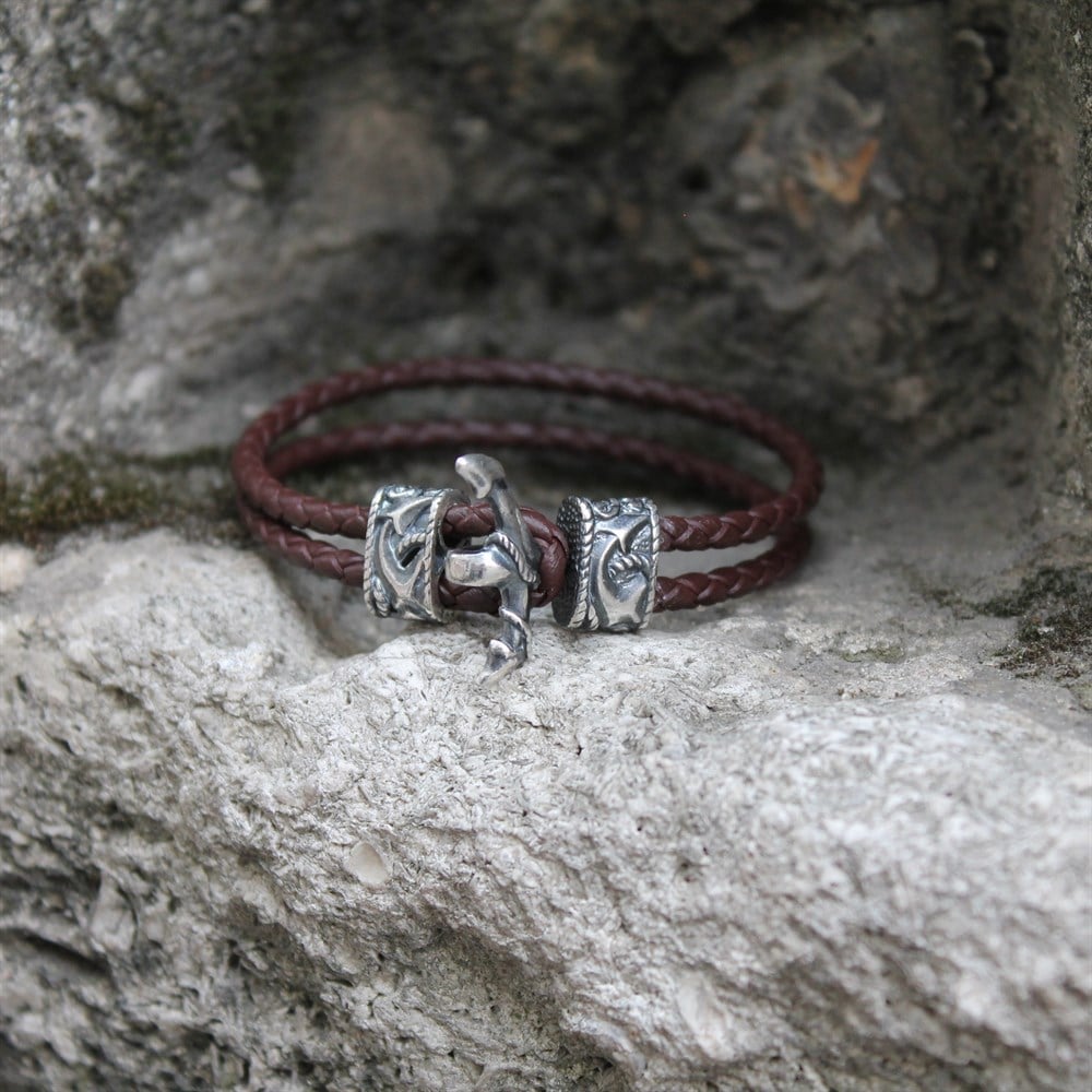 Gümüş Deri Bileklik