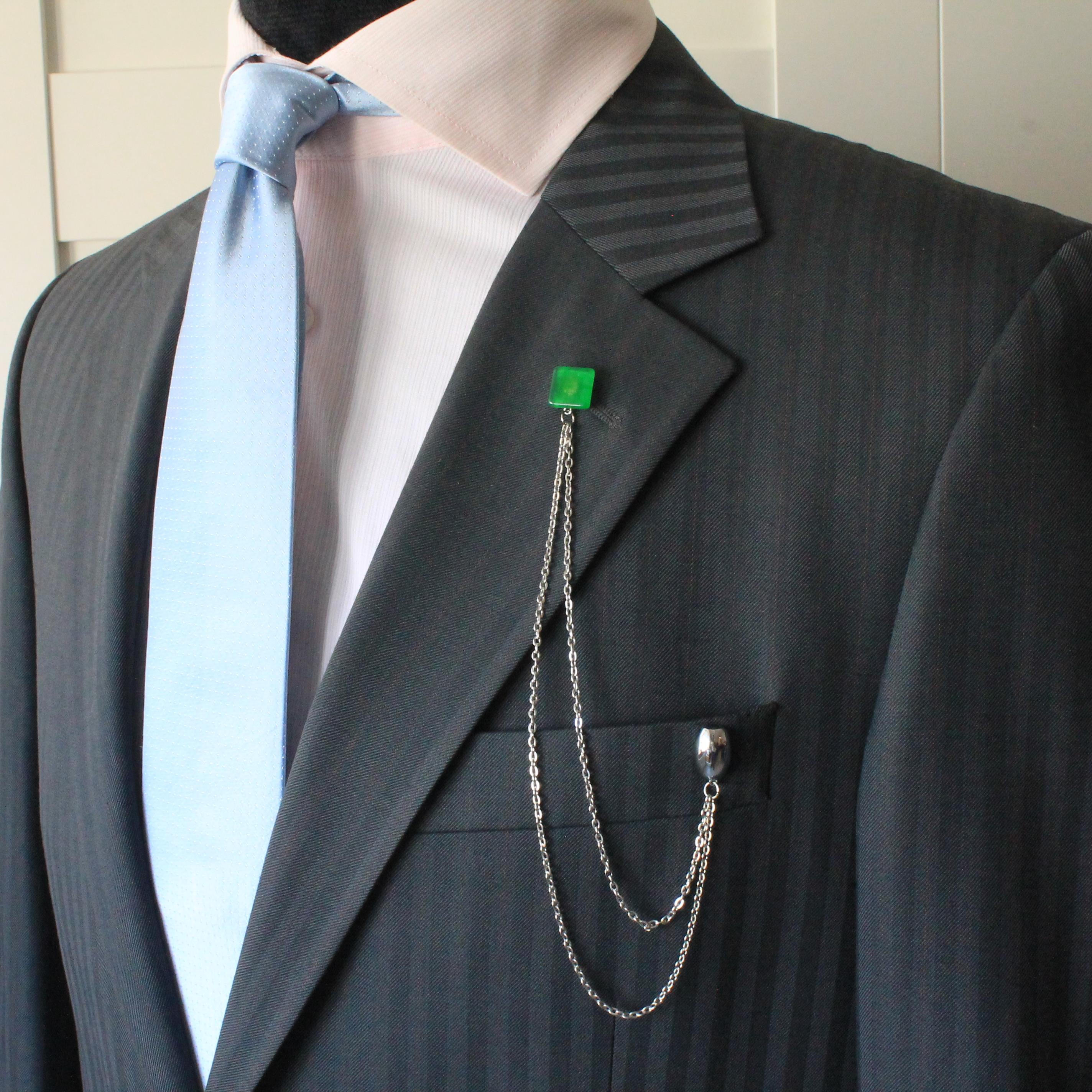 Jade Doğal Taş Ceket Yaka İğnesi