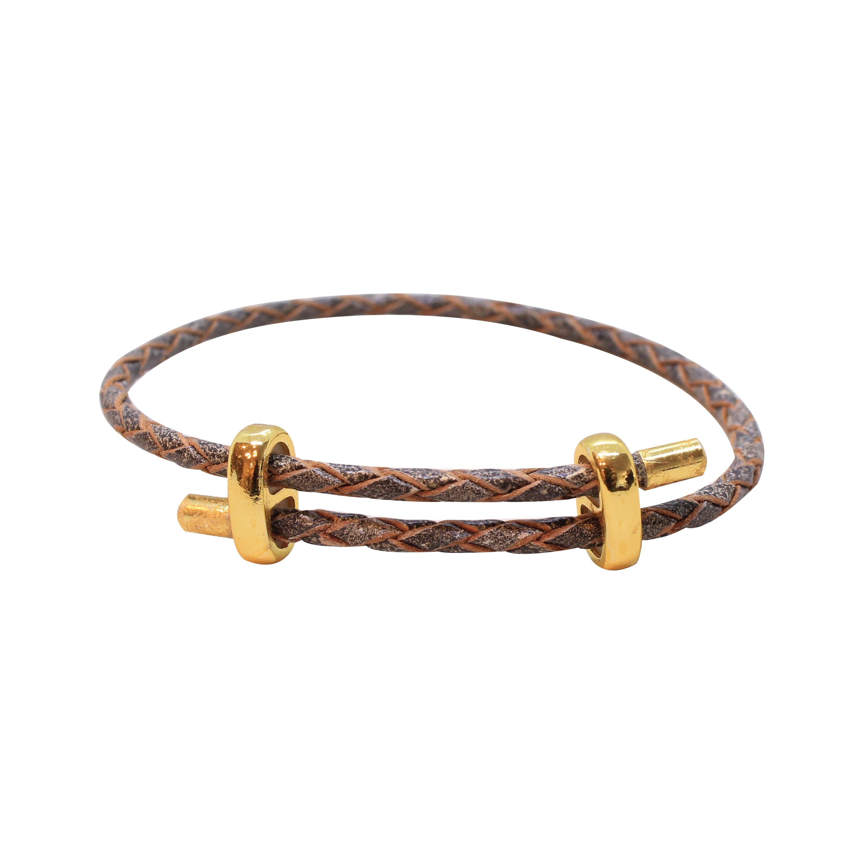 Leather Cool SeriesCMC2280Kahverengi Bronz Deri Bileklik