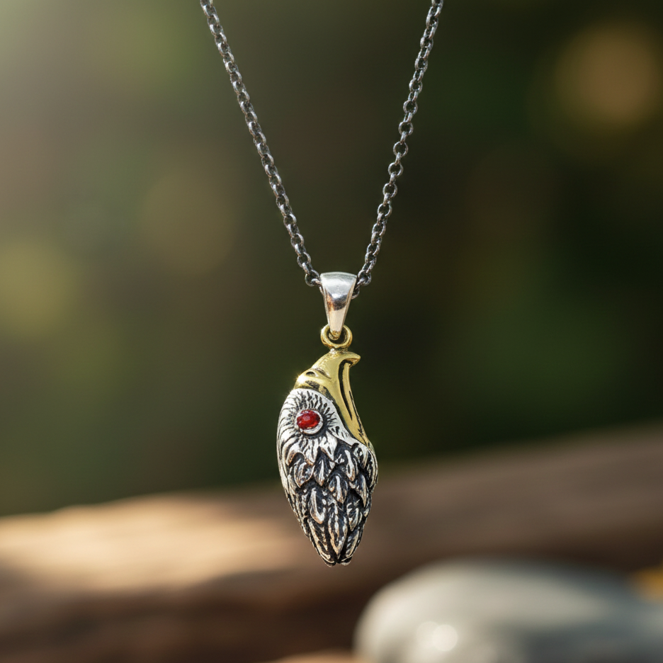 Kartal Kafası Figürlü Gümüş Kolye