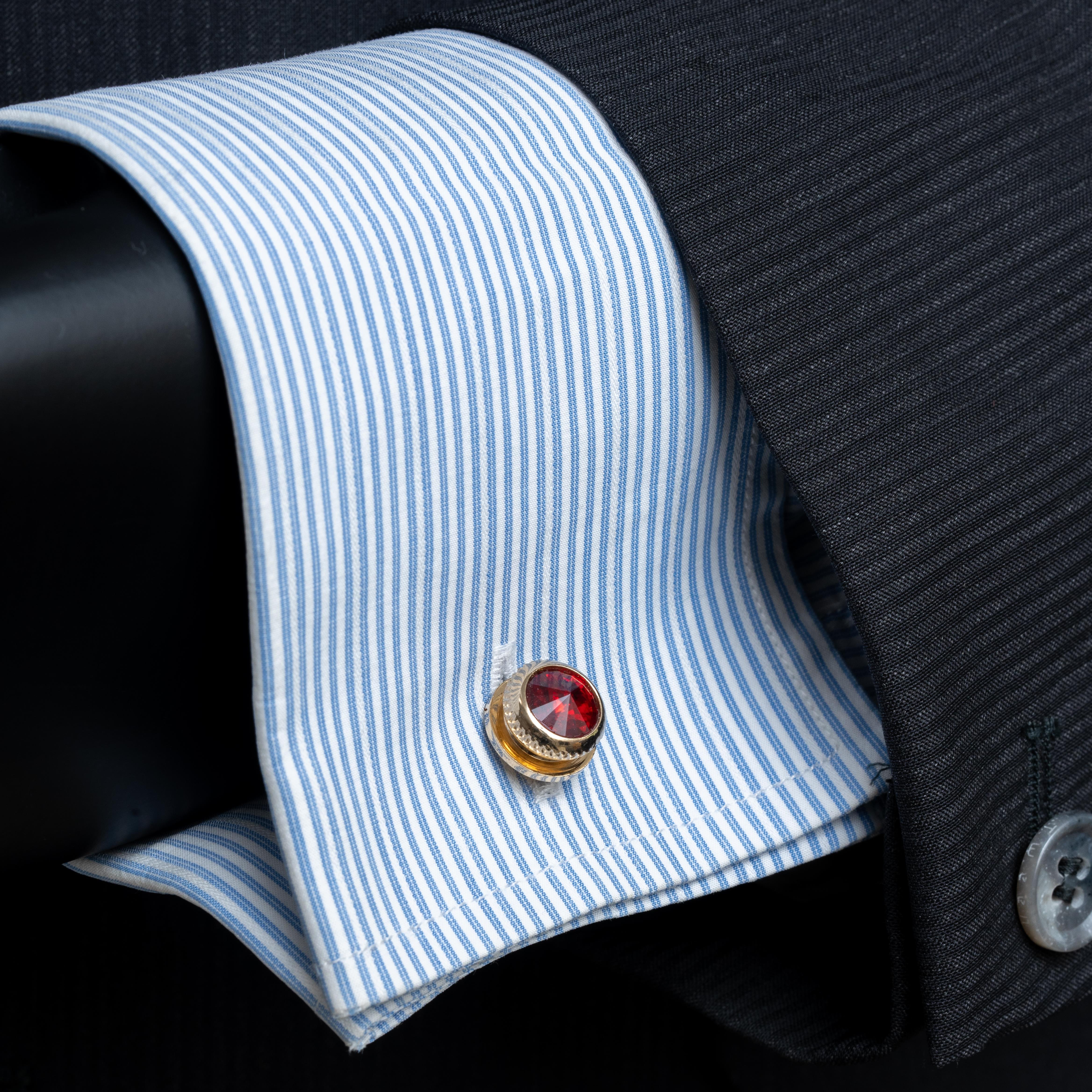 Kırmızı Taşlı Klasik Kol Düğmesi