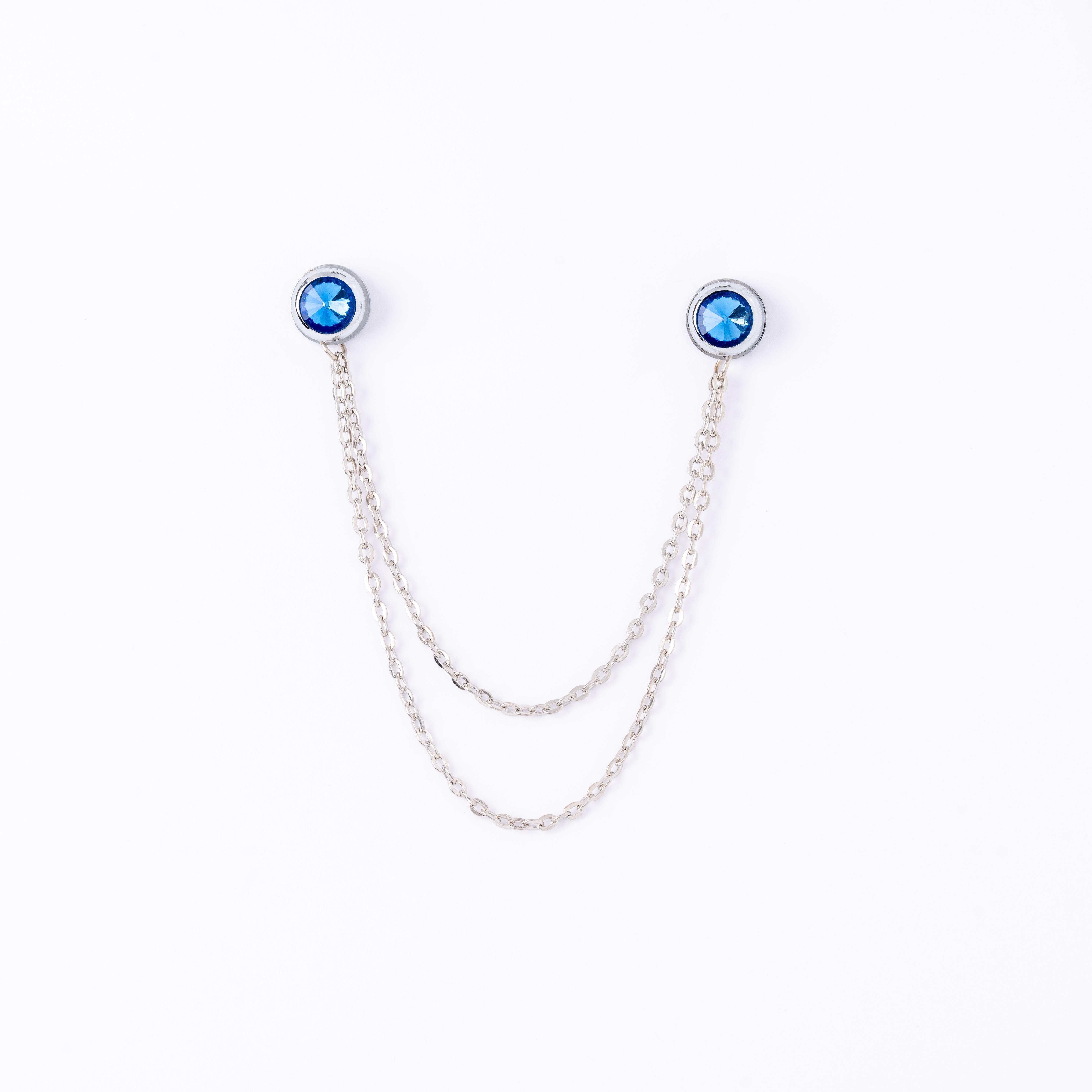 Mavi Taşlı Gömlek Yaka İğnesi