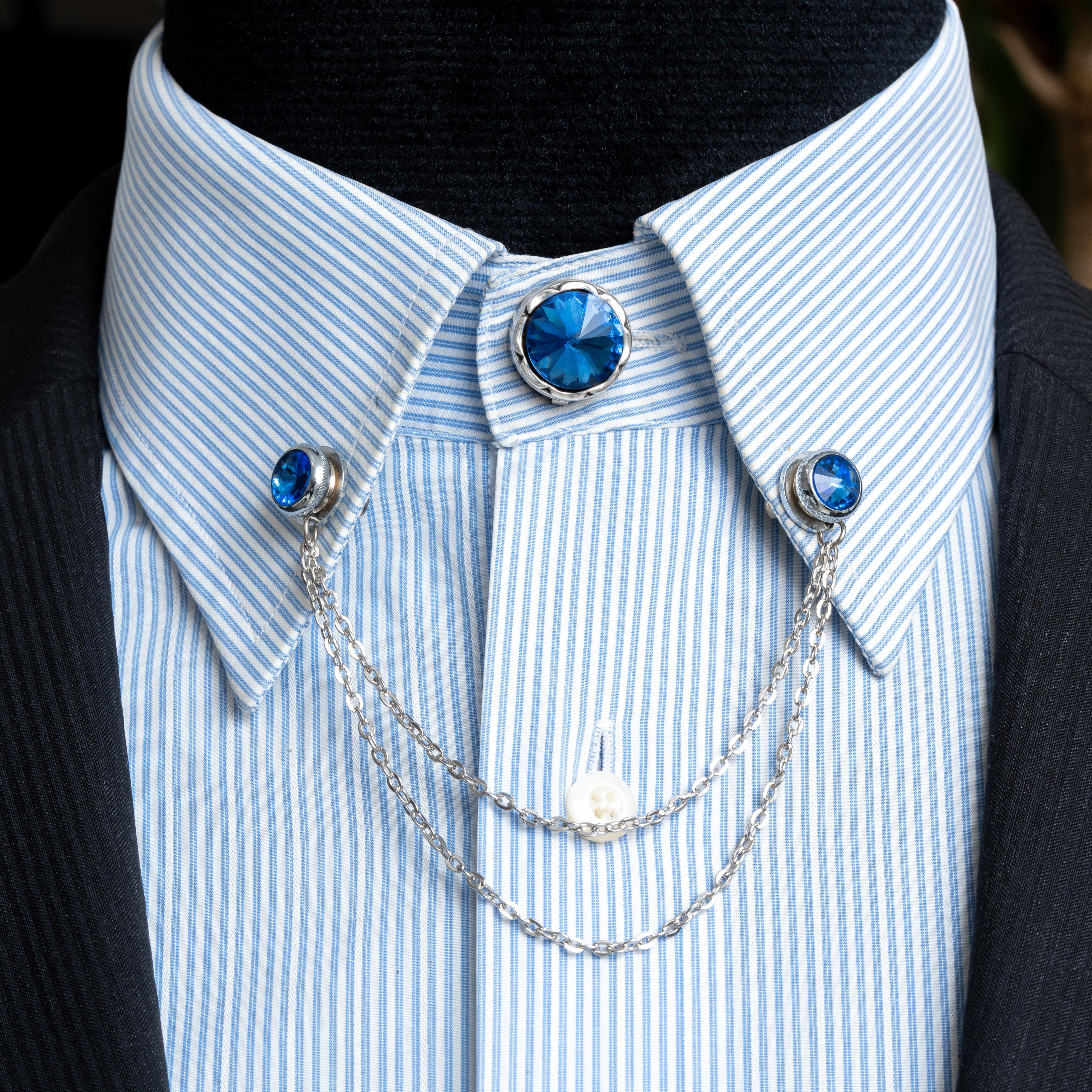 Mavi Taşlı Gömlek Yaka İğnesi