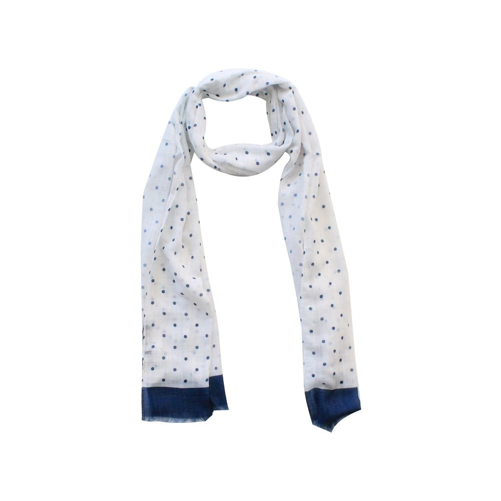 Atkı & ŞalCMC9640Nokta Desenli Yazlık Beyaz İtalyan Şal