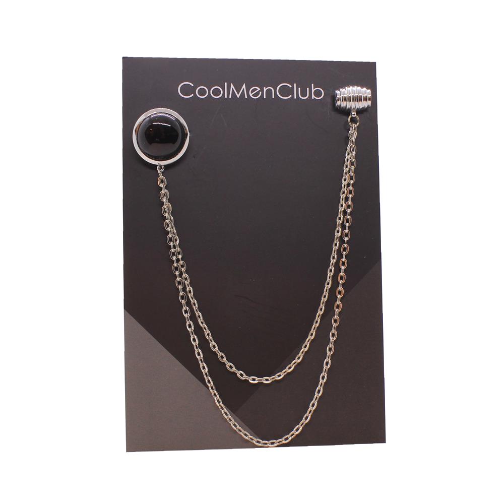 Oniks Doğal Taşlı Ceket Yaka İğnesi