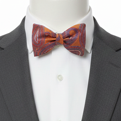 Şal Desenli Açık Papyon