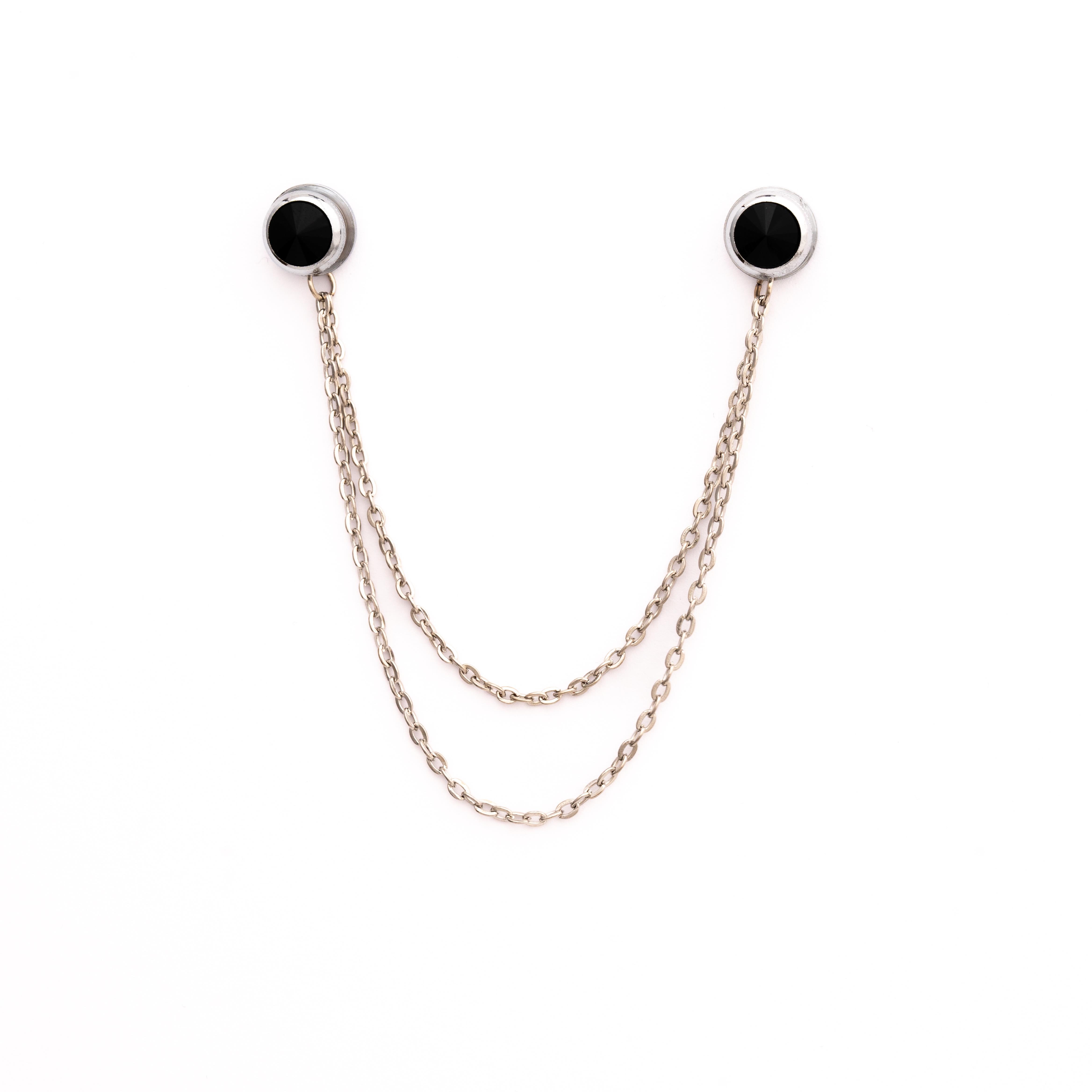 Siyah Taşlı Gömlek Yaka İğnesi