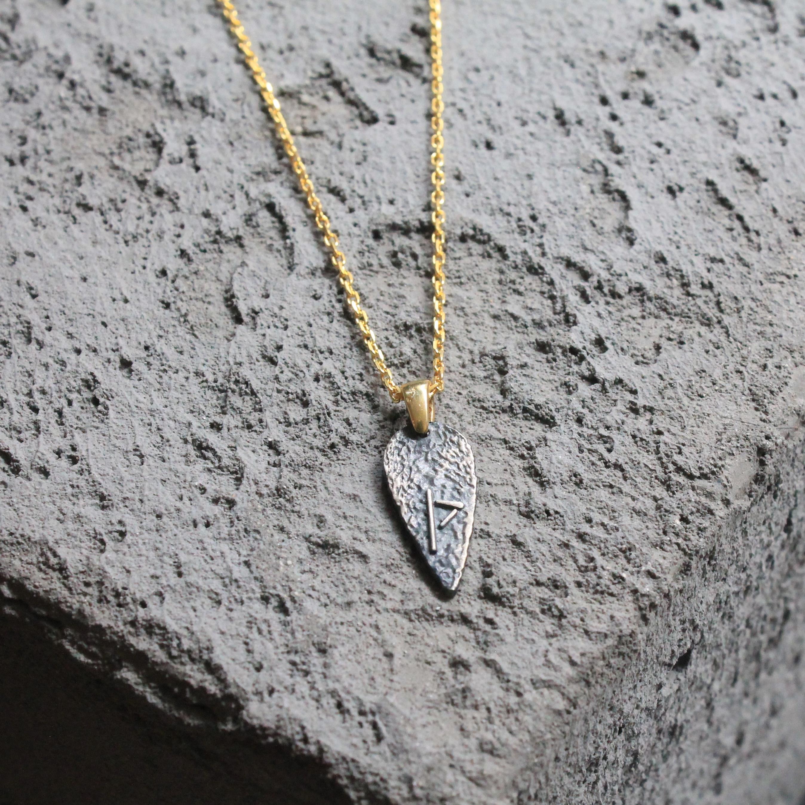 Wunjo Viking Rün Desenli Gümüş Kolye