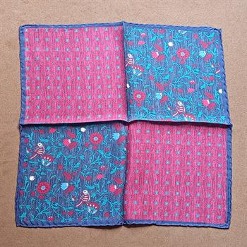 2 Desenli İpek Cep Mendili