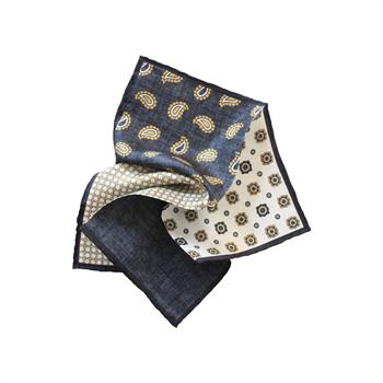 4 Desenli İpek Cep Mendili 