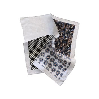 4 Desenli İpek Cep Mendili 
