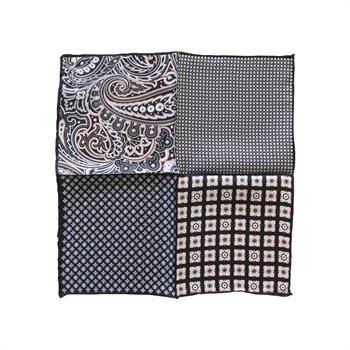 4 Desenli İpek Cep Mendili 