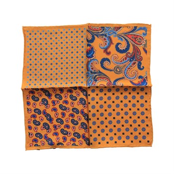 4 Desenli İpek Cep Mendili 