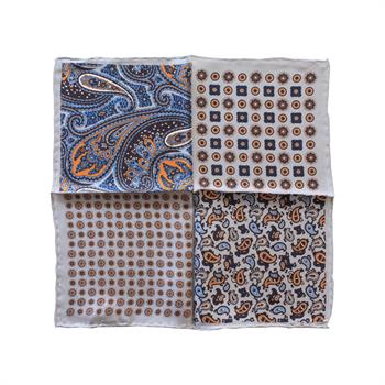 4 Desenli İpek Cep Mendili 