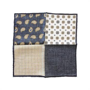 4 Desenli İpek Cep Mendili 