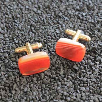 Akik Doğal Taşlı Klasik Kol Düğmesi 