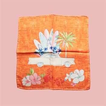 Araba Desenli Turuncu Cep Mendili