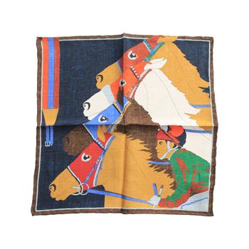 At Yarışı Desenli İpek Cep Mendili 