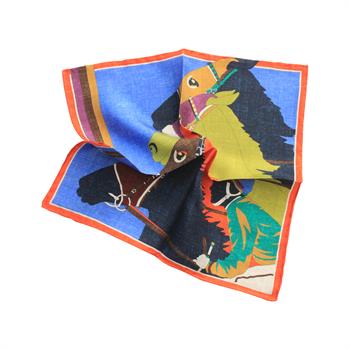 At Yarışı Desenli İpek Cep Mendili 