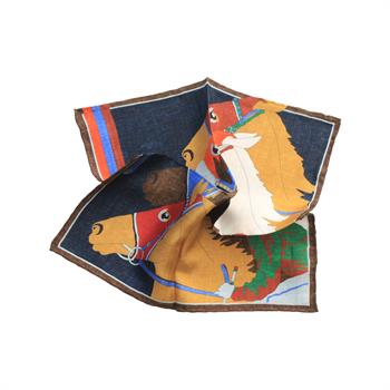 At Yarışı Desenli İpek Cep Mendili 