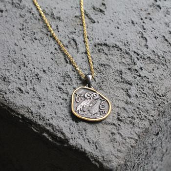 Athena Baykuş Desenli Gümüş Kolye