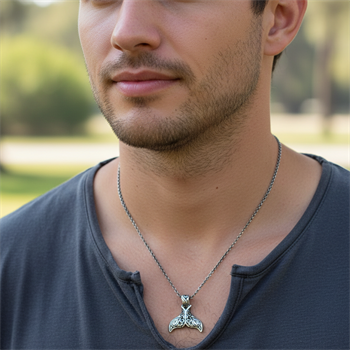 Balina Kuyruğu Figürlü Gümüş Kolye