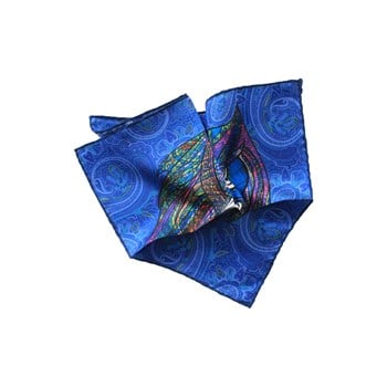 Baykuş Desenli İpek Cep Mendili 