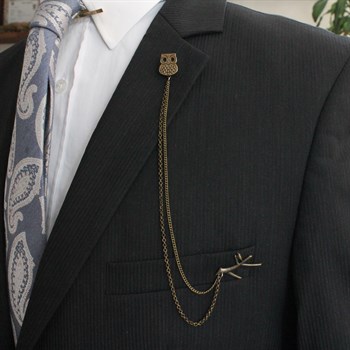 Baykuş Figürlü Ceket Yaka İğnesi